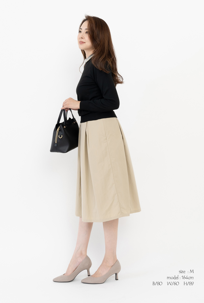 スカート ミモレ丈 タフタ 秋 冬 日本製 フレアスカート 大きいサイズ