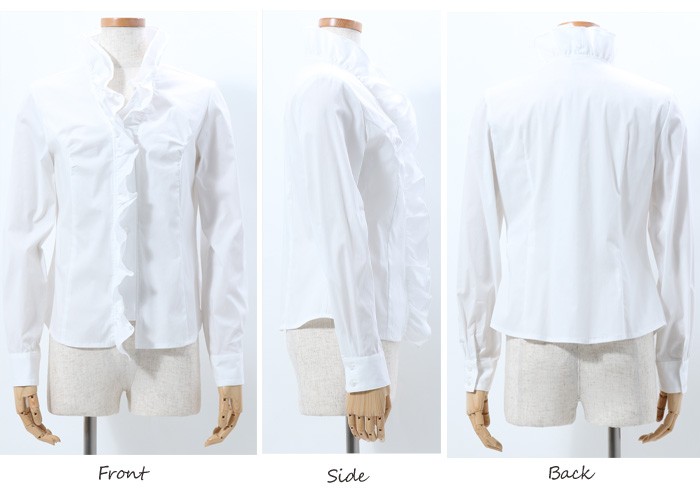 ブラウス blouse 衿フリルブラウス 日本製 フリル 白 入園 入学