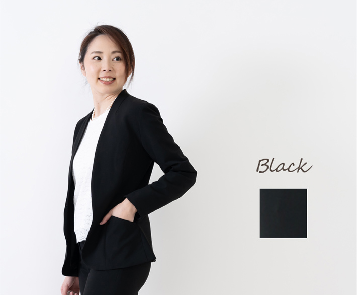 日本製」 ノーカラー ジャケット カラーレス 仕事 オフィス 卒業