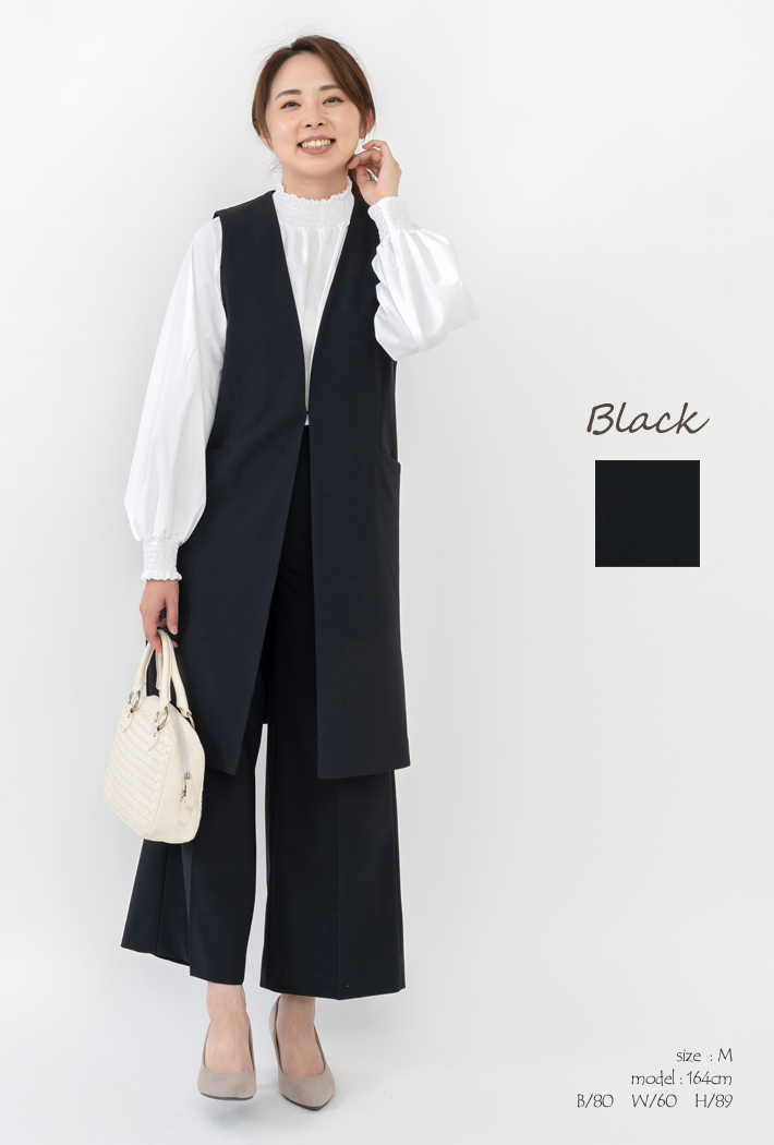 【美品】&STANDARDジレセットアップ（ジレ+パンツ）入学式 フォーマル 日本製」 ジレ ロングジレ セットアップ レディース 七五三 親