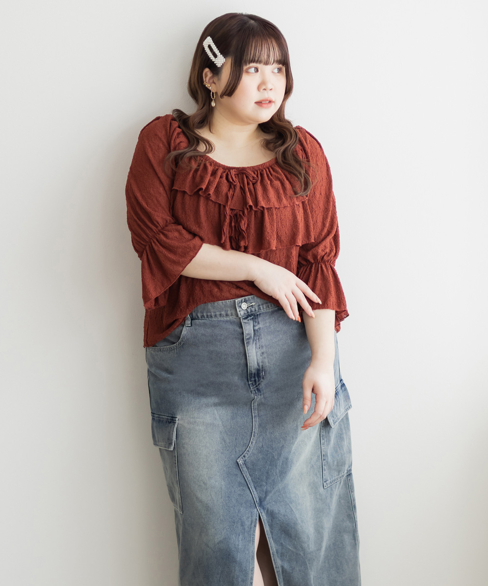 大きいサイズ レディース CLETTE オリジナル フリル リボン