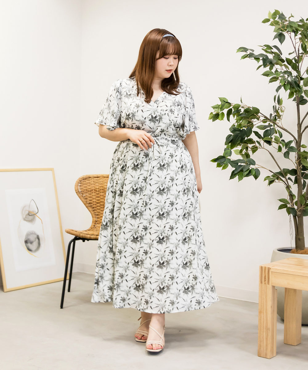 大きいサイズ レディース CLETTEオリジナル☆カシュクール花柄