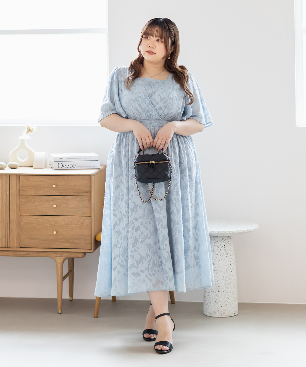 在庫限り＊クレット CLETTE シアー花柄カシュクールワンピース 4L シアー花柄カシュクールワンピース（ワンピース）｜CLETTE