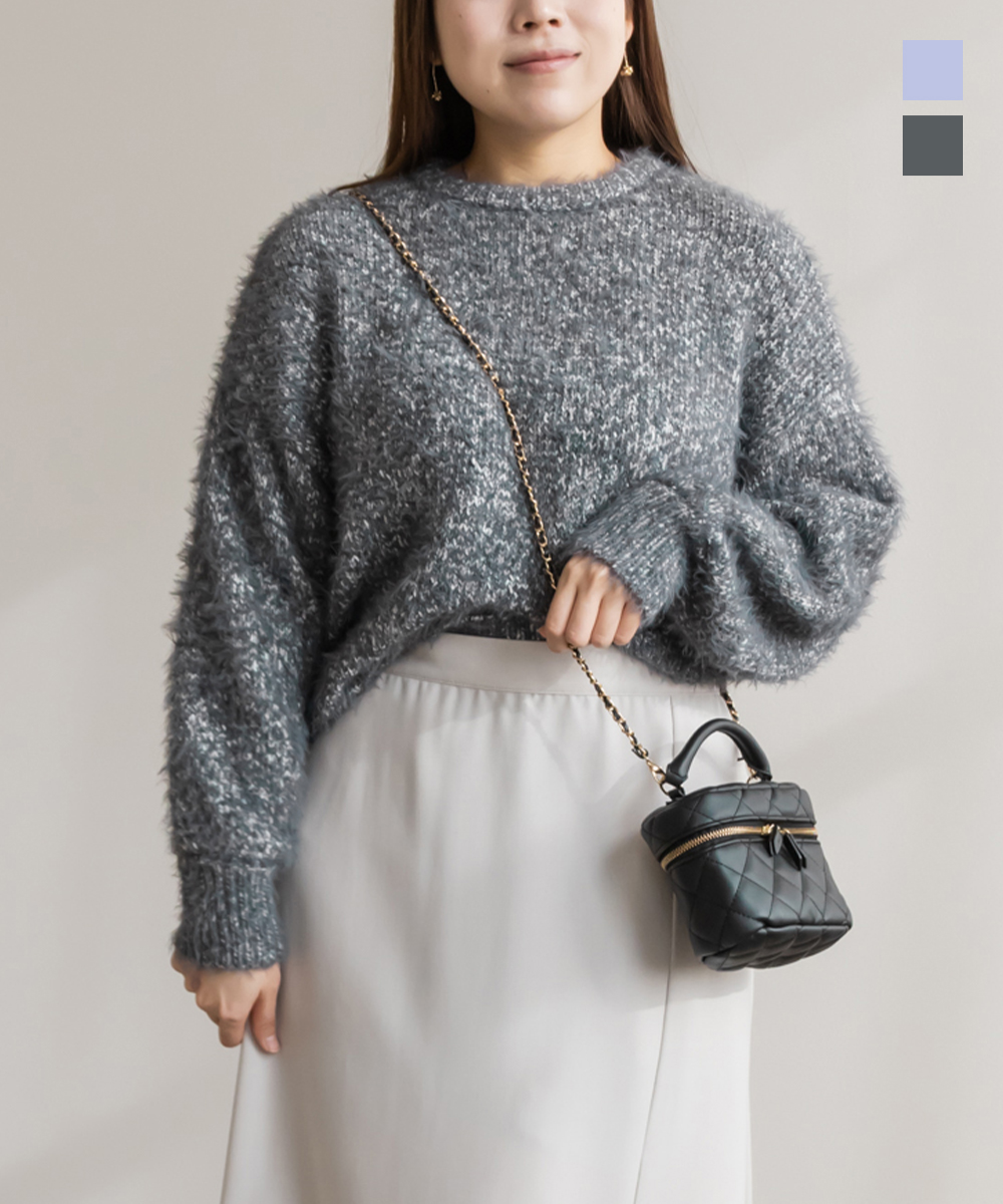 大きいサイズ レディース ミックスカラーニットプルオーバー : 大きい