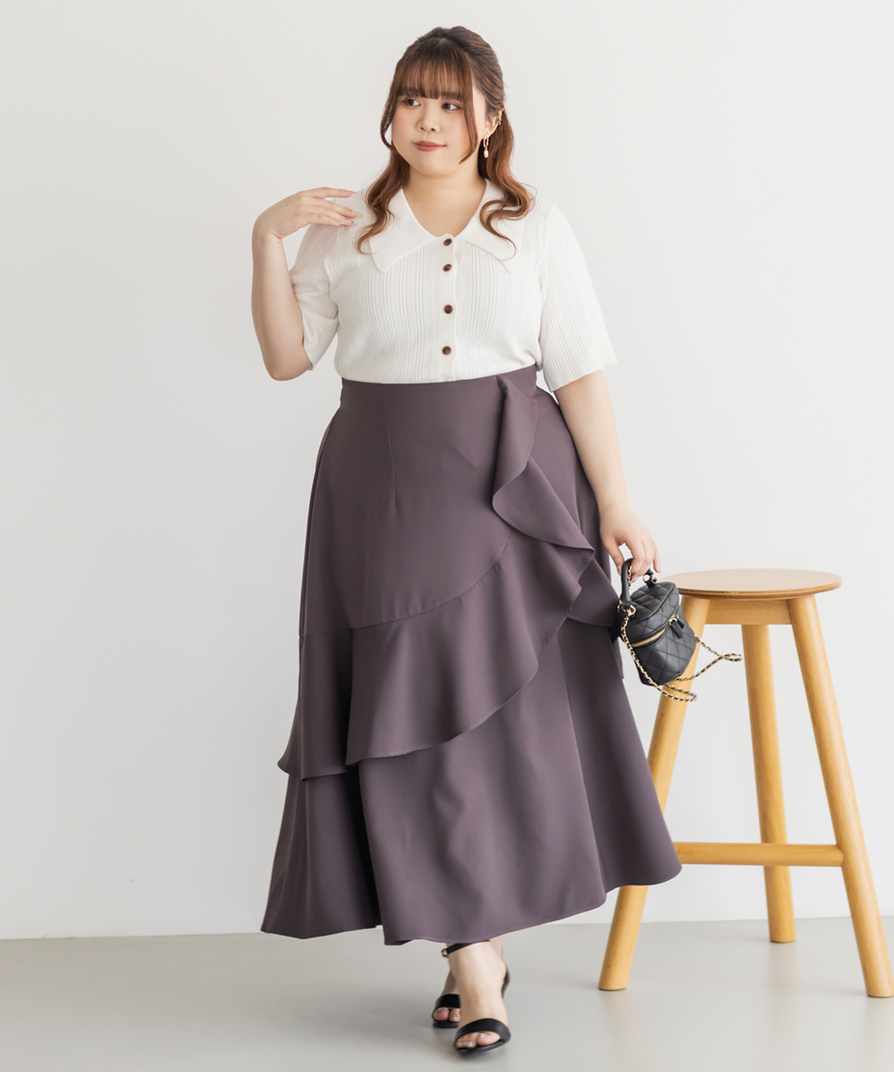 大きいサイズ レディース CLETTEオリジナル☆襟付きリブ編み