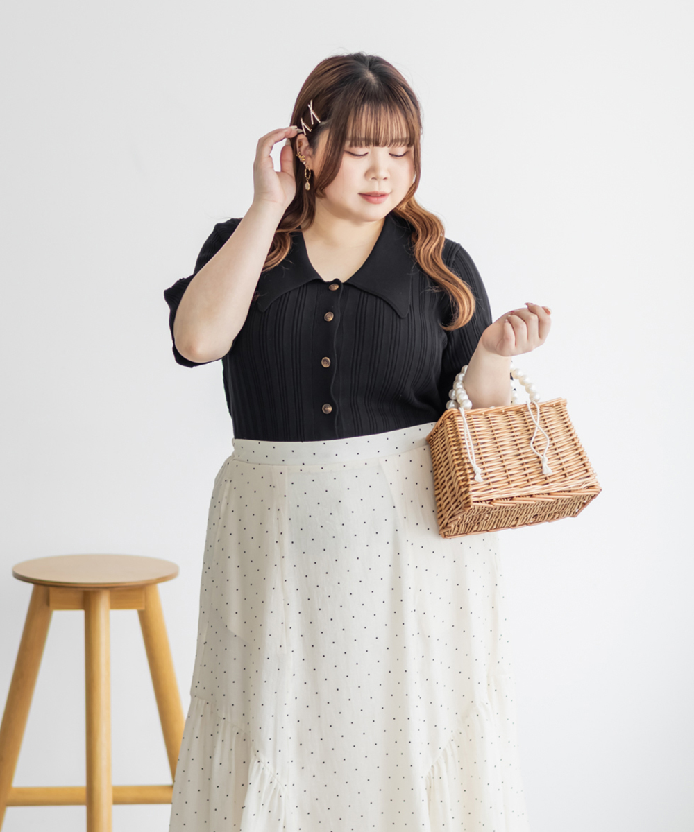 大きいサイズ レディース CLETTEオリジナル★襟付きリブ編みニット 大きいサイズ レディース CLETTEオリジナル☆襟付きリブ編み