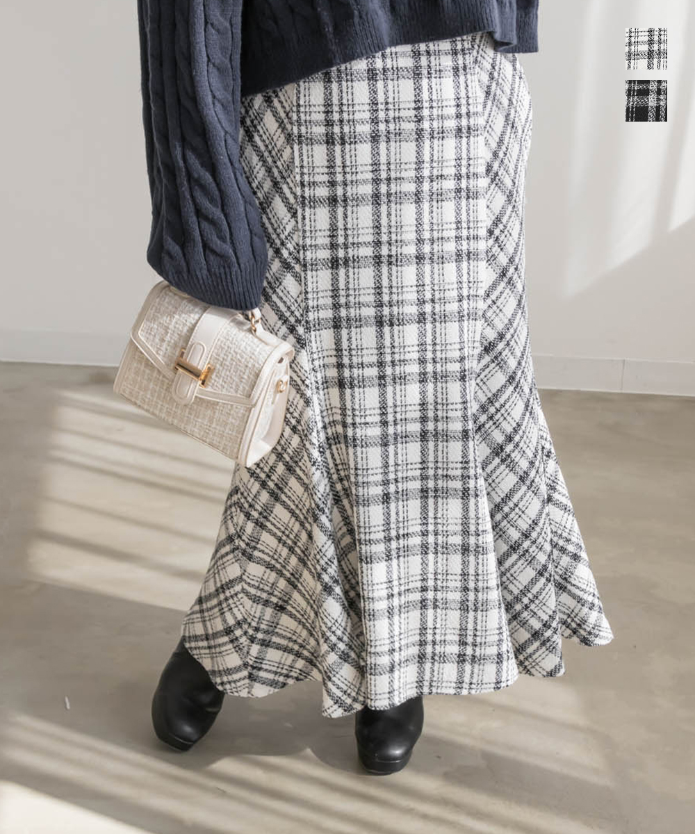 大きいサイズ レディース CLETTEオリジナル☆チェック柄ツイード