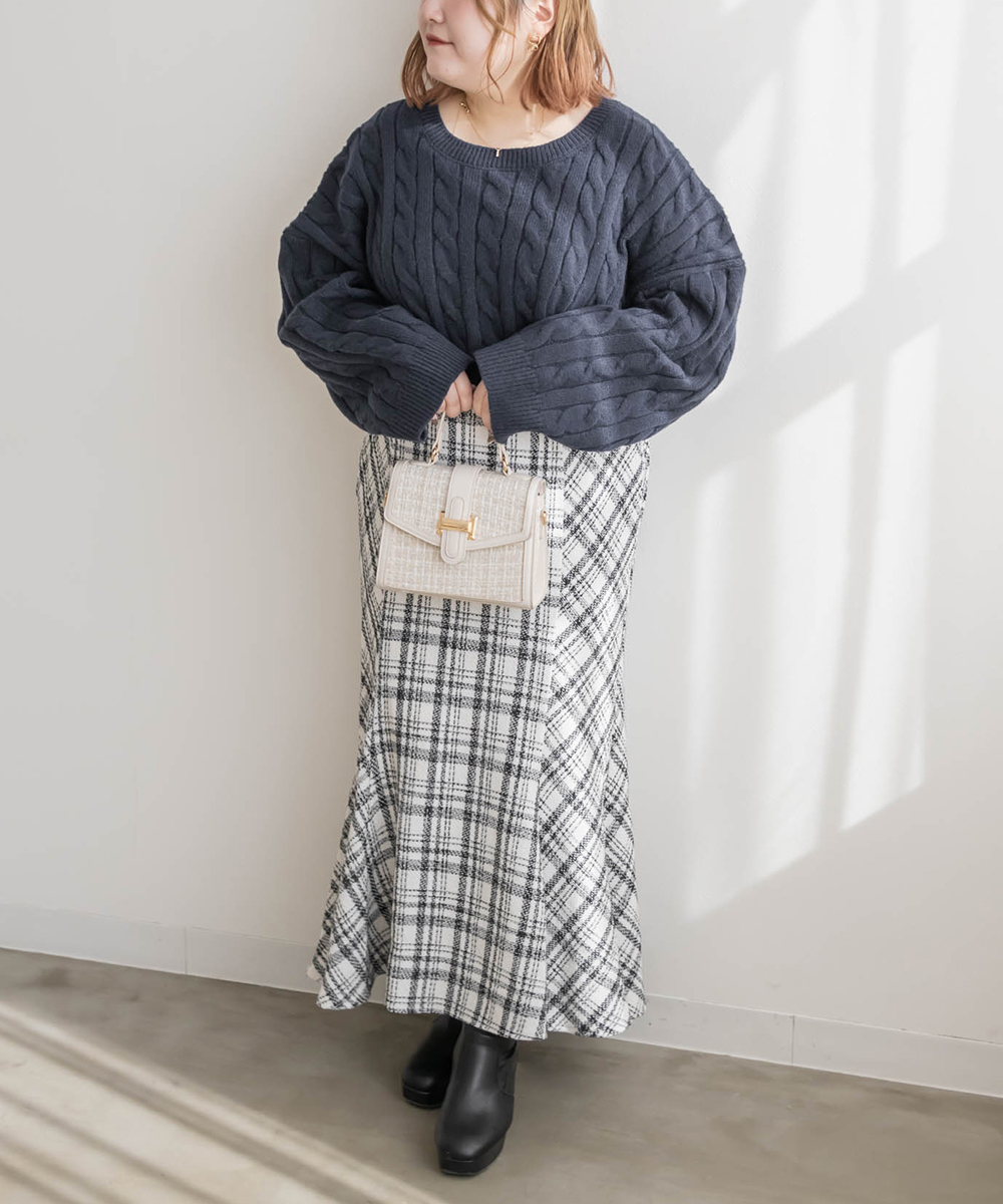 大きいサイズ レディース CLETTEオリジナル☆チェック柄ツイード