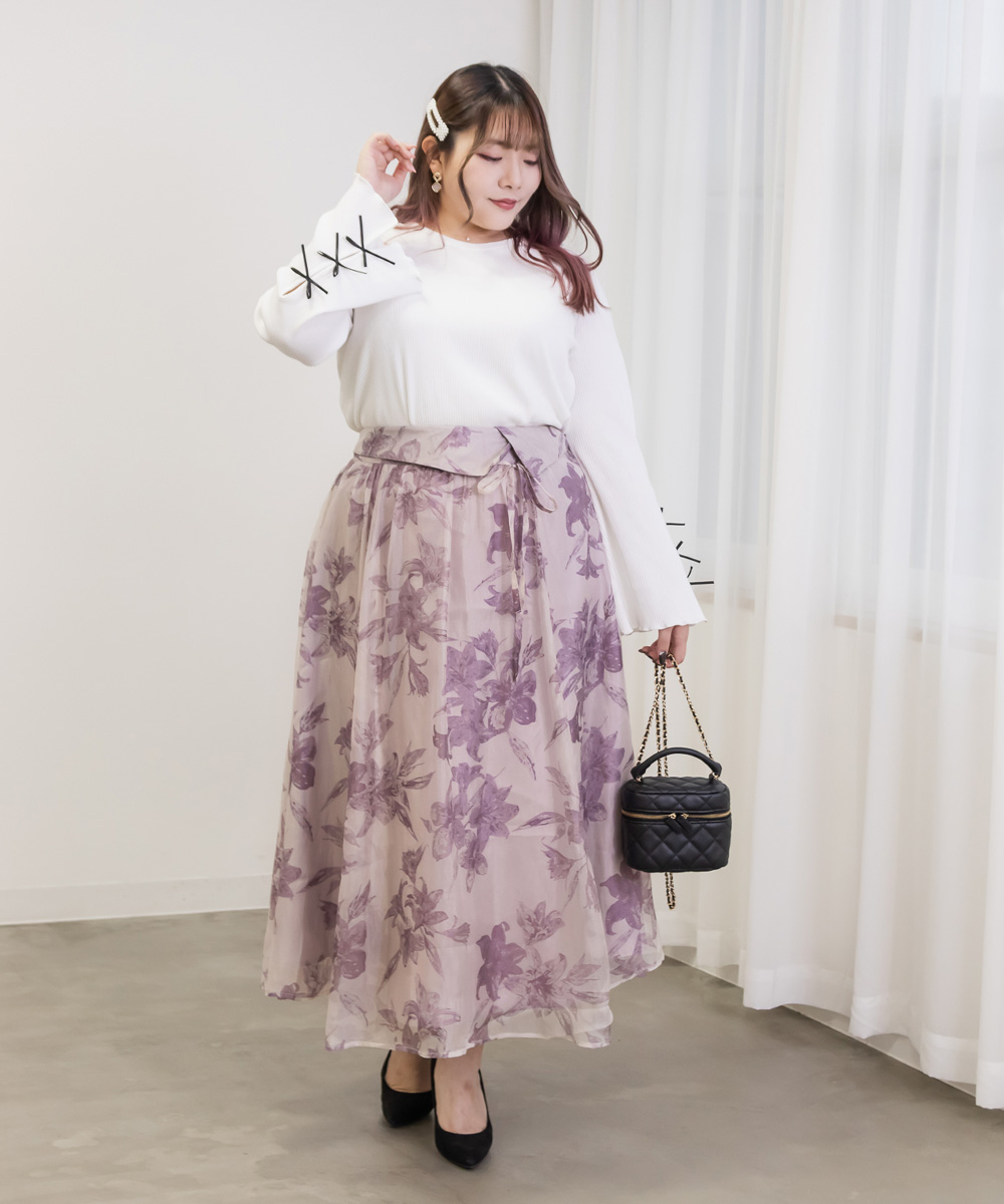 エムズグレイシー　大きいサイズ　花柄オーガンジースカート 42 楽天市場】大きいサイズ レディース ボトムス スカート 花柄