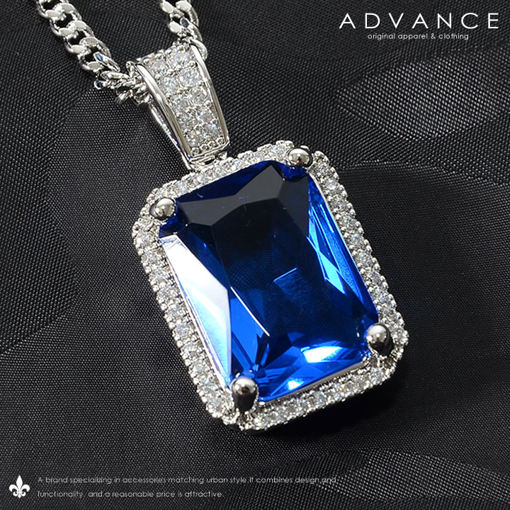 ADVANCE アドバンス シルバーチェーン ネックレス ストーントップ CZ 