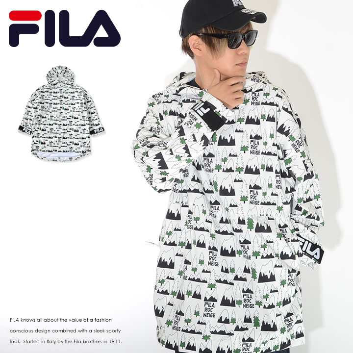 FILA フィラ ナイロンジャケット コート 総柄 イラスト ツリー 