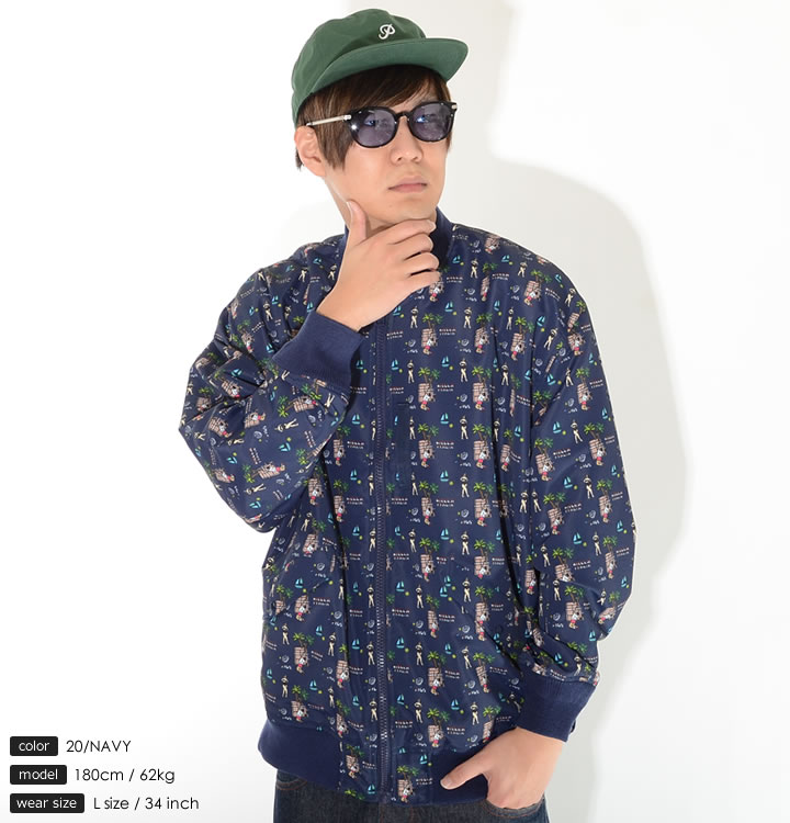 FILA フィラ ナイロンジャケット 総柄イラスト テニスプレーヤー