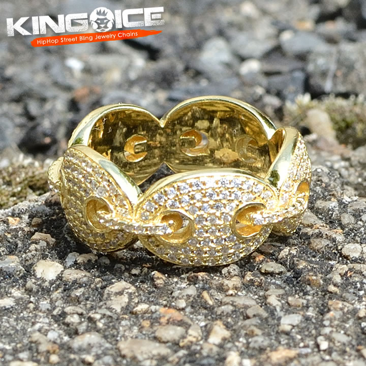 KING ICE キングアイス ゴールドリング 指輪 Gリンクチェーン シルバー