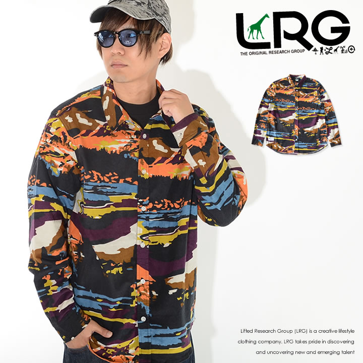 LRG エルアールジー 長袖シャツ フランネル 総柄 ネイチャー 