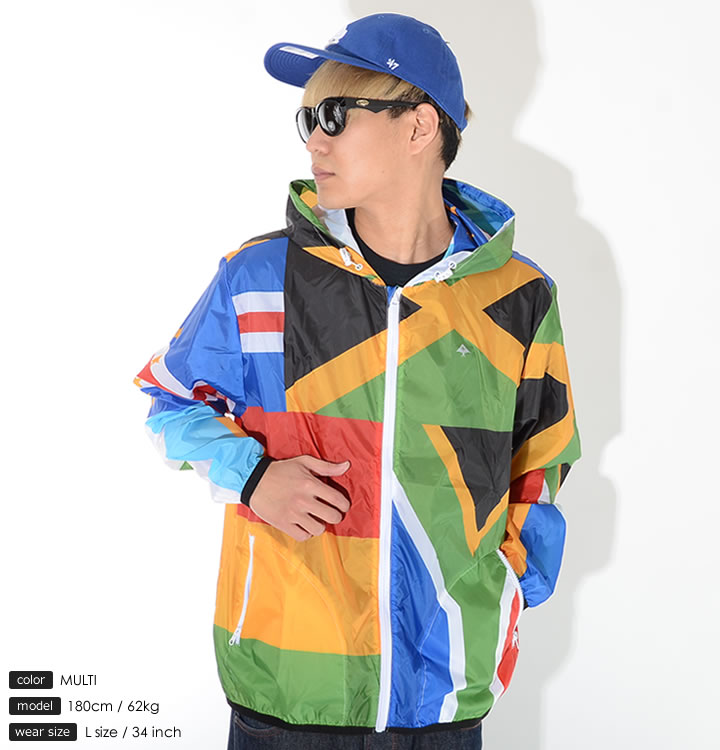 LRG エルアールジー ナイロンジャケット ウィンドブレーカー 総柄 国旗
