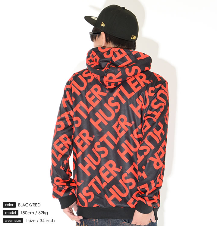 REASON リーズン スウェットパーカー HUSTLER コラボ 総柄ロゴプリント
