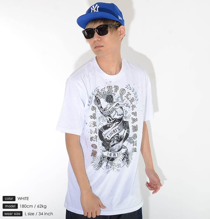 SOUTH POLE SOUTHPOLE サウスポール Tシャツ 半袖 ローズスカル