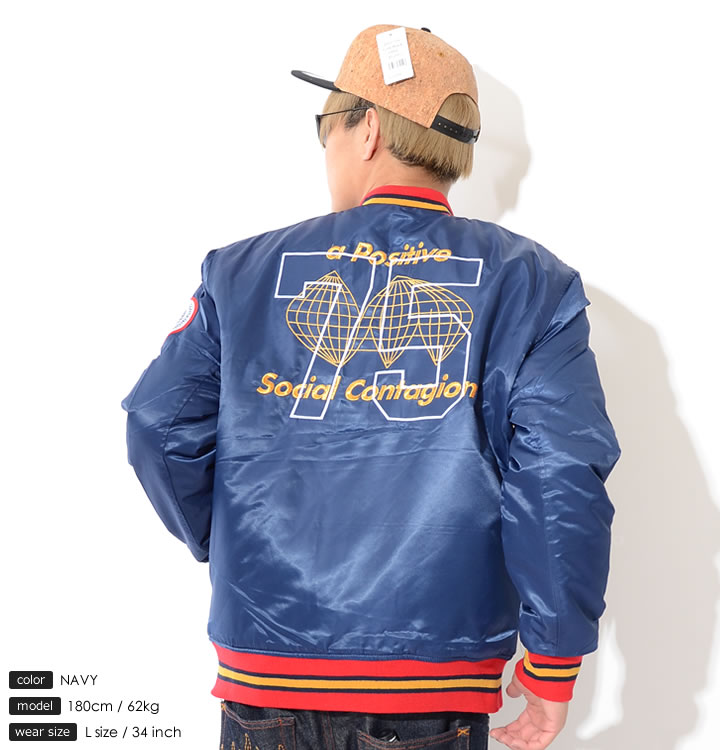 staple（ステイプル） スタジャン 中綿ジャケット ストレートロゴ 