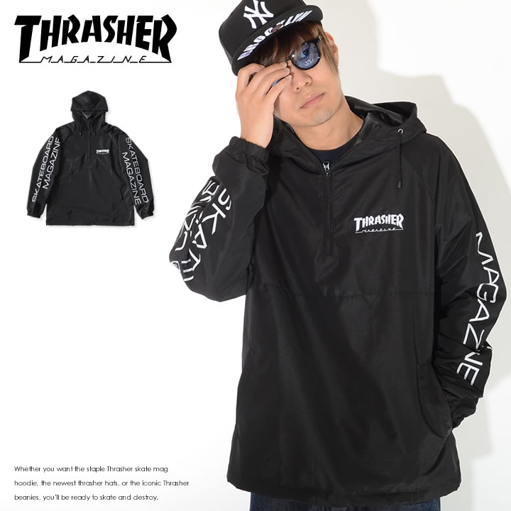 希少☆フェラーリ 刺繍ロゴ ハーフジップ アノラック ナイロンジャケット THRASHER（スラッシャー） アウトレット ナイロンジャケット