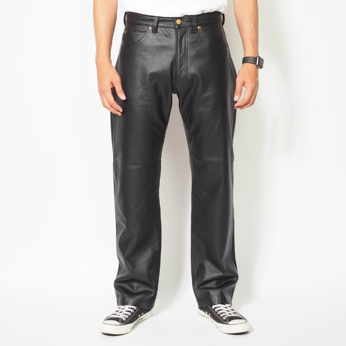 美品！キングサイズW94！リアルレザースラックスパンツ 25fw05lee03_3.jpg