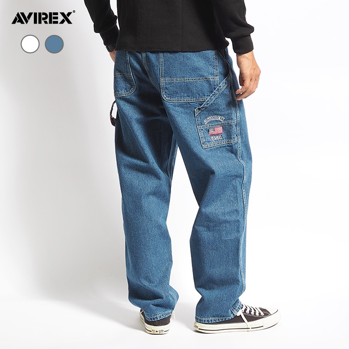 ★RNA★ヒザあてポケットのペインターパンツ★インディゴ★人気完売色★ AVIREX アビレックス ペインターパンツ デニム バーシティ (783