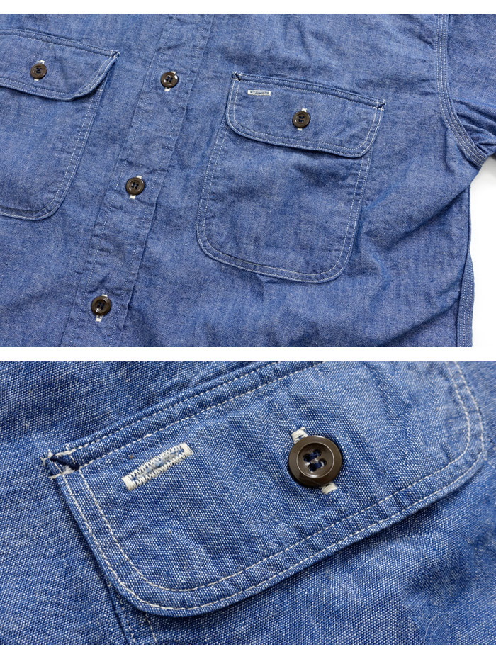 WAREHOUSE ウエアハウス [3036] 長袖 シャンブレー エルボー