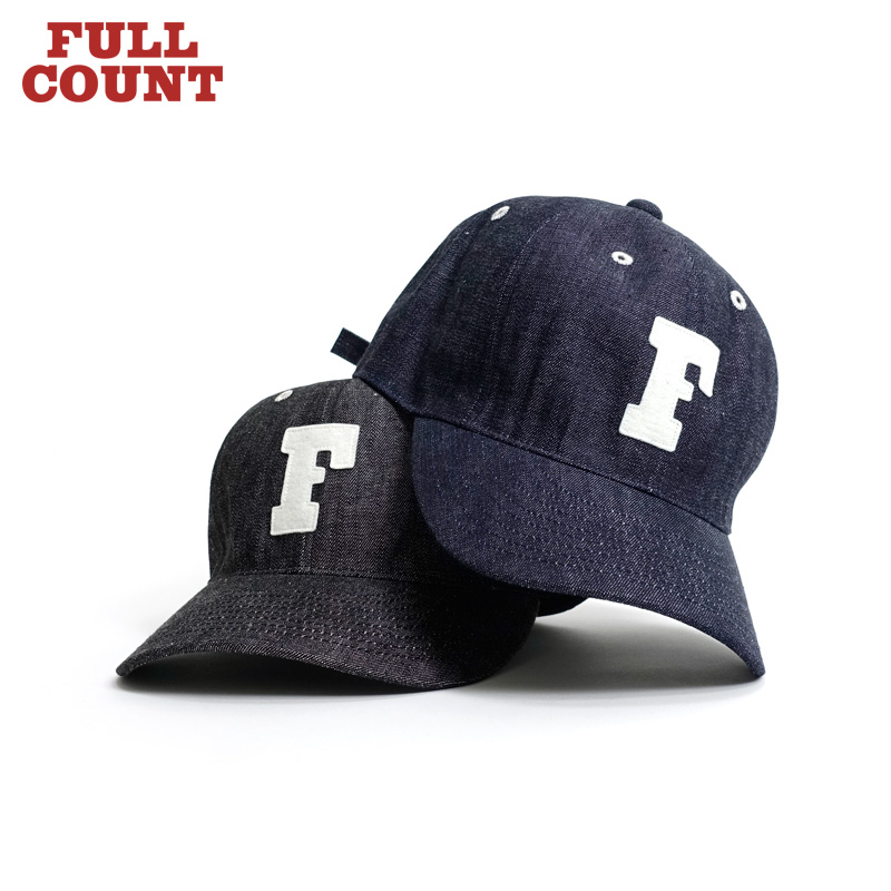 フルカウント FULL COUNT [6843] 6PANEL DENIM BASEBALL CAP 'F' Patch 6パネル デニム  ベースボールキャップ 