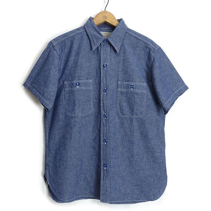 バズリクソンズ BuzzRickson's [BR35856]  半袖 ブルー シャンブレー ワークシャツ BLUE CHAMBRAY S/S WORK SHIRT 日本製｜cleverwebshop｜02