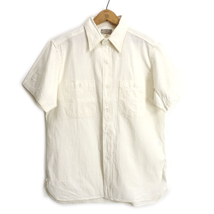 バズリクソンズ [BR35857] 半袖 ホワイト シャンブレー ワークシャツ WHITE CHAM...