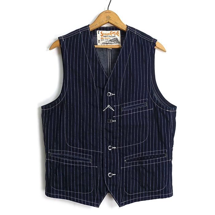 SUGAR CANE 　ウォバッシュストライプベスト SC12654 SUGAR CANE シュガーケーン [SC12654] ウォバッシュ ストライプ ワーク