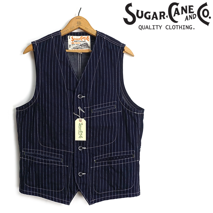SUGAR CANE 　ウォバッシュストライプベスト SC12654 SUGAR CANE シュガーケーン [SC12654] ウォバッシュ ストライプ ワーク