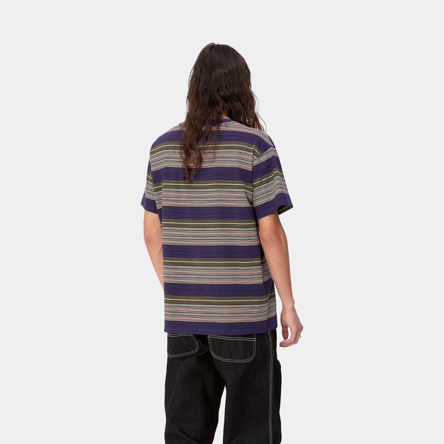 CARHARTT WIP カーハート ワークインプログレス Tシャツ ストリート ヒップホップ ラッパー カジュアル ブランド COBY T-SHIRT - Coby Stripe Tyrian I033030｜clickstarwaks｜04