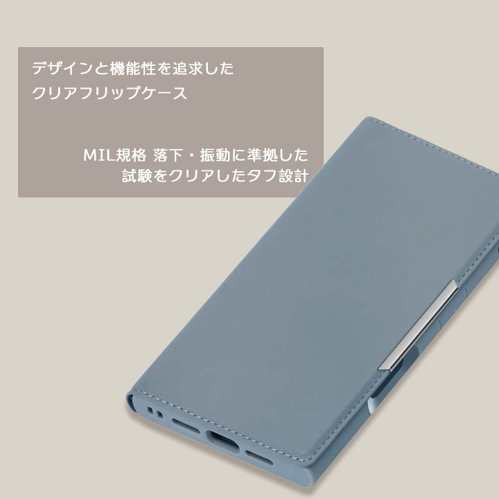iPhone16Pro用 クリアフリップケース 手帳型ケース 背面クリア PU