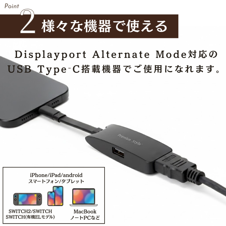 HDMIアダプタ ミラーリング 変換 SWITCH2 Type-C TV iPhone Android