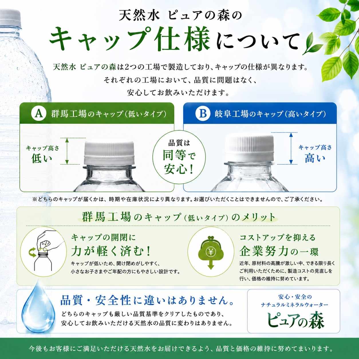 限定特価 国産 ミネラルウォーター ピュアの森 500ml 24本×2箱 計48本