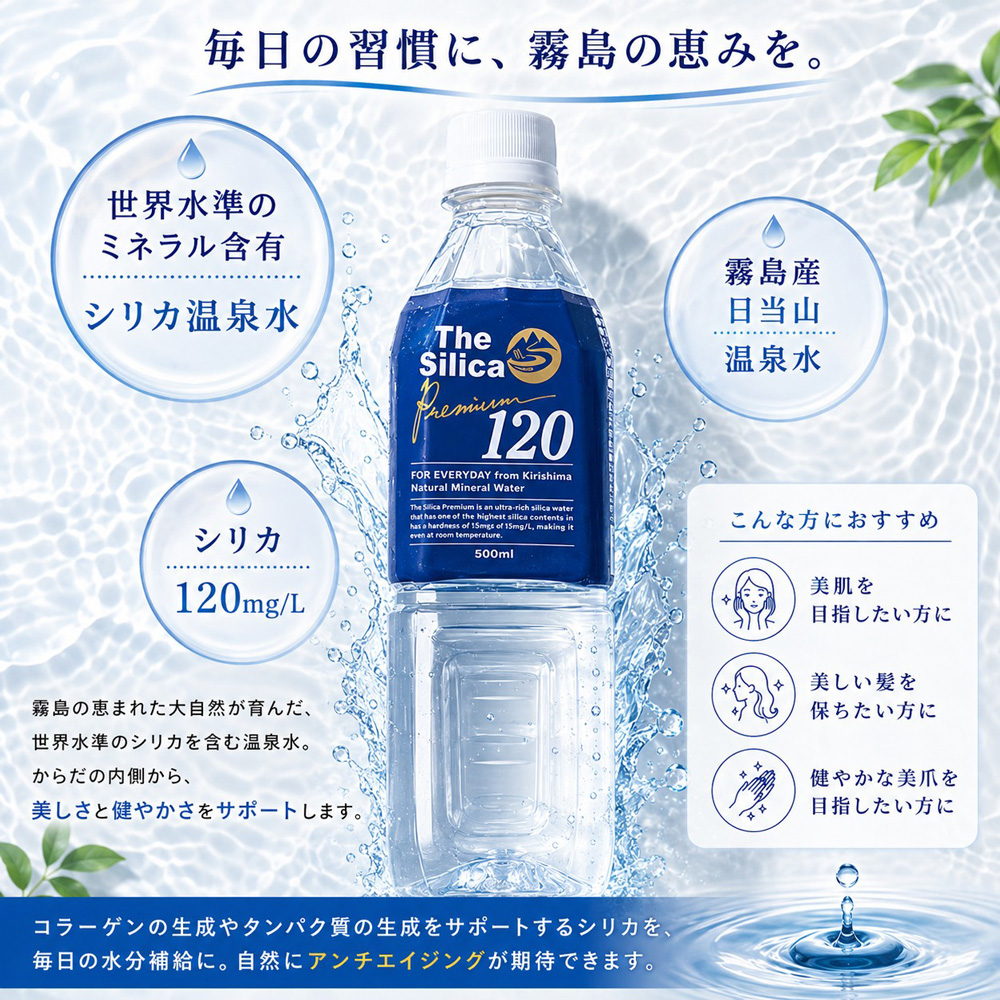 送料無料 霧島シリカ温泉水 The Silica Premium120 500ml 24本