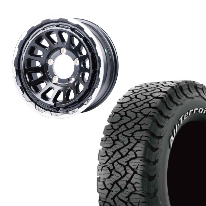 215/70R16 BFGoodrich All-Terrain T/A KO3 RWL(ホワイトレター)&UNIONRIM HR 16×6J -5 139.7 5H MB/MC(マットクリア) 1本価格 | オールテレーン
