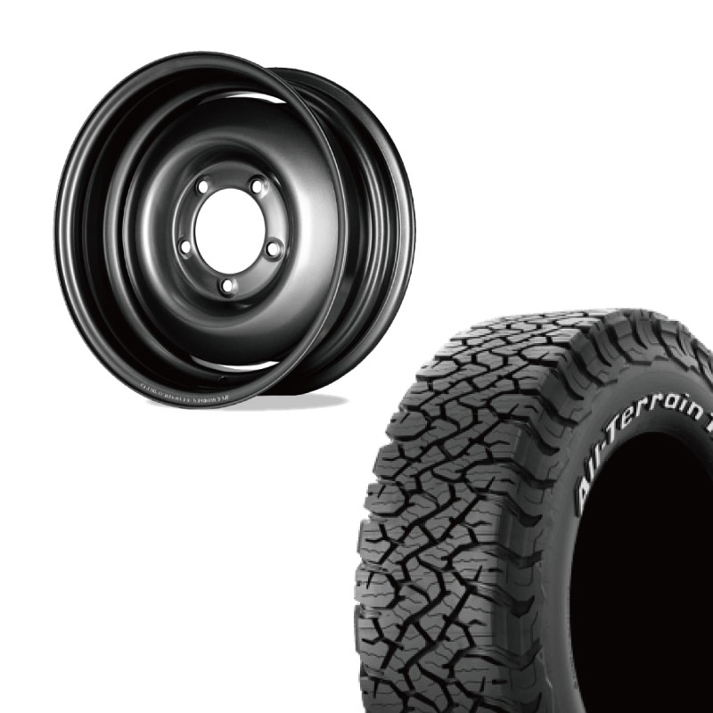 215/70R16 BFGoodrich ALL TERRAIN T/A KO3 RWL(ホワイトレター)&オールドスタイルホイール 16×6J -5 139.7 5H ガンメタ 1本価格 | オールテレーン