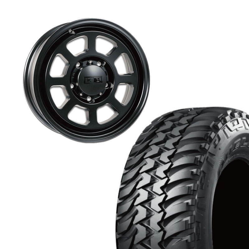 DUELER 185/85R16 BRIDGESTONE M/T 674 BL(ブラックレター)&KG Wheels 