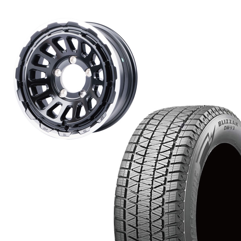 215/70R16 BRIDGESTONE BLIZZAK DM-V3&UNIONRIM HR 16×6J -5 139.7 5H MB/MC(マットクリア) 1本価格 ジムニー