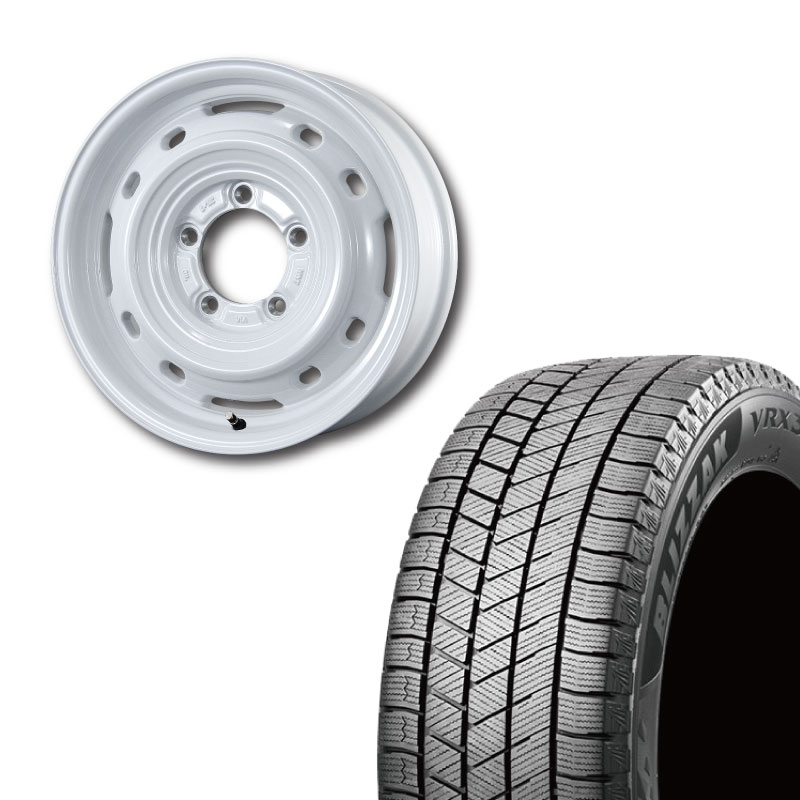 225/70R16 BRIDGESTONE BLIZZAK VRX3&UNIONRIM TX 16×6J ±0 139.7 5H SW(ソリッドホワイト) 1本価格 ジムニー