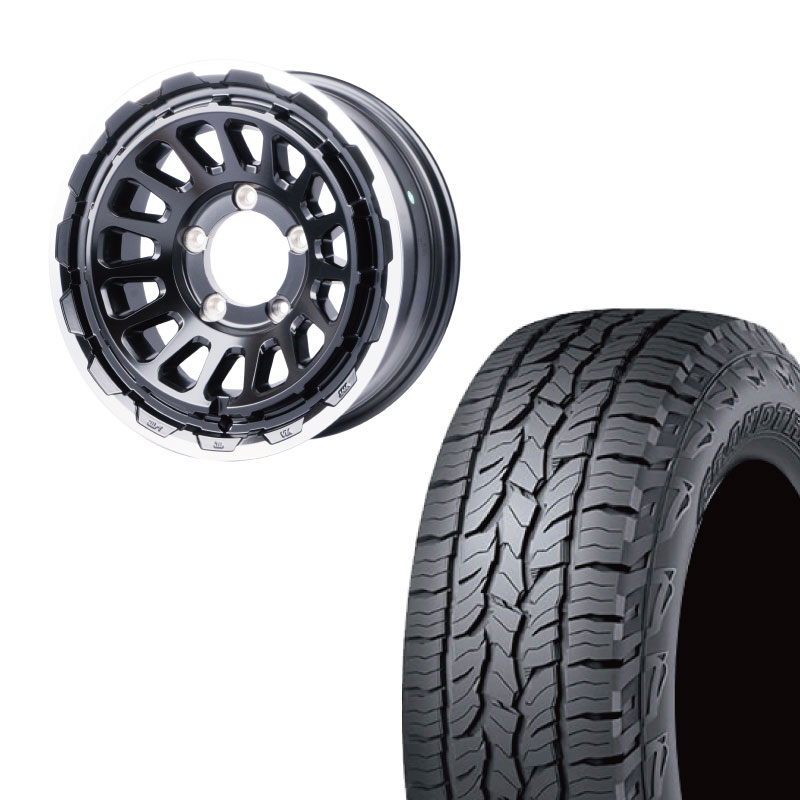 GRANDTREK 215/70R16 DUNLOP AT5 BL(ブラックレター)&UNIONRIM HR 16