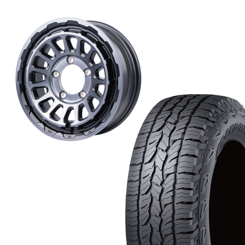 GRANDTREK 175/80R16 DUNLOP AT5 BL(ブラックレター)&UNIONRIM HR 16 