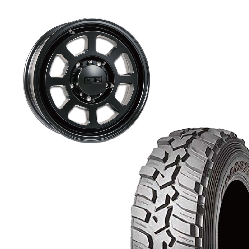 GRANDTREK 195R16 DUNLOP MT2 ナロー BL(ブラックレター)&KG Wheels 