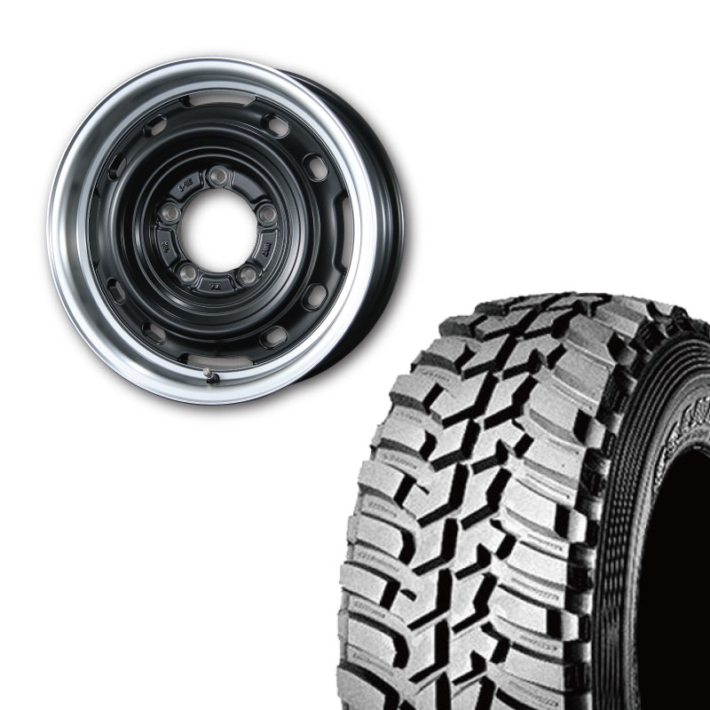 GRANDTREK 225/75R16 DUNLOP MT2 ワイド OWL(ホワイトレター)&UNIONRIM