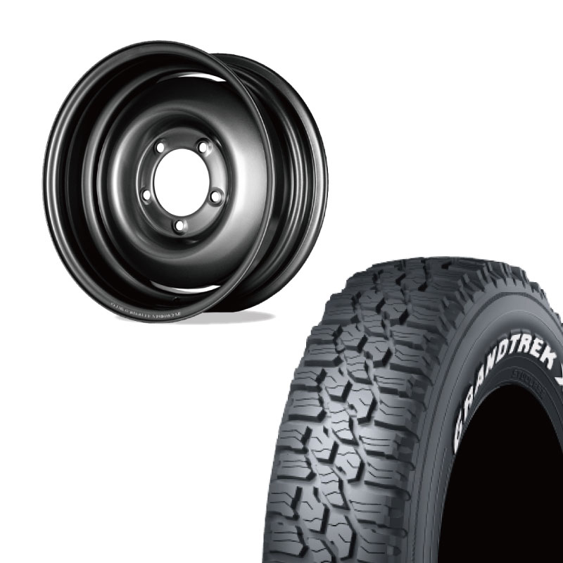 DUNLOP GRANDTREK XS1 16インチ タイヤホイールセット GRANDTREK 215/70R16 DUNLOP XS1 WL&オールドスタイルスチールホイール