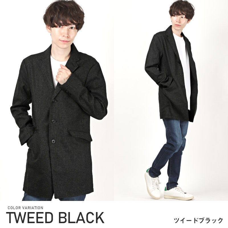 チェスターコート メンズ アウター チェック柄 千鳥柄 総柄 メルトンウール ロング丈 コート |  | 02