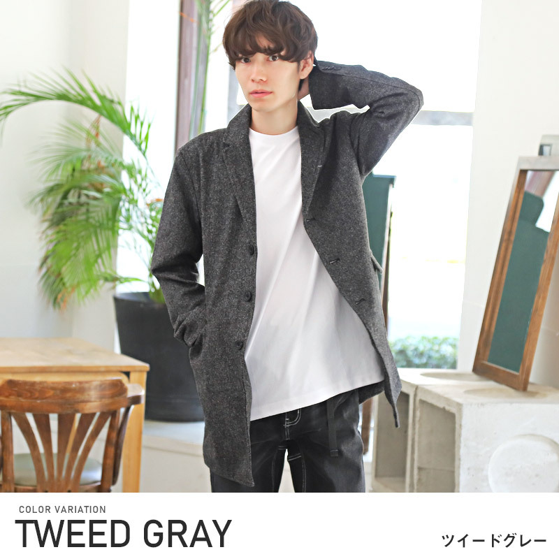 チェスターコート メンズ アウター チェック柄 千鳥柄 総柄 メルトンウール ロング丈 コート |  | 03