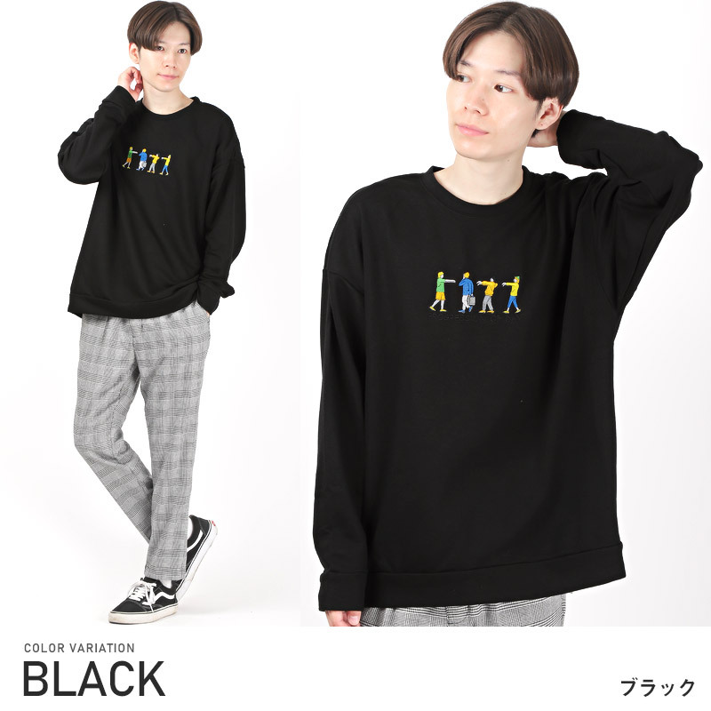 刺繍スウェット 刺繍 トレーナー ビッグ クルーネック セール トレーナー メンズ トップス ストリート ビッグ