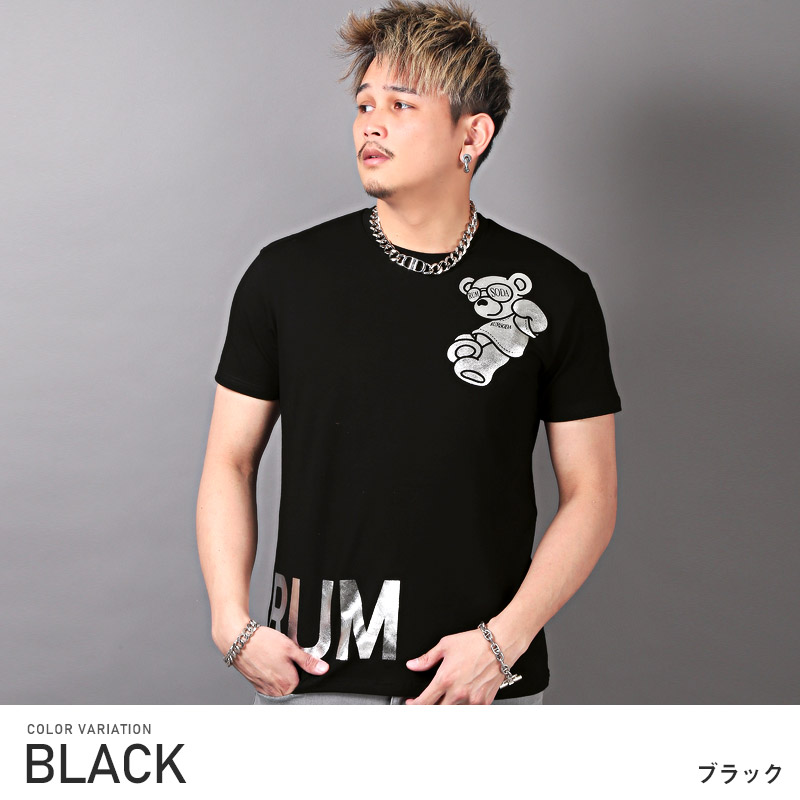 セール Tシャツ メンズ トップス 韓国 韓国系 夏 銀箔 金箔 カットソー